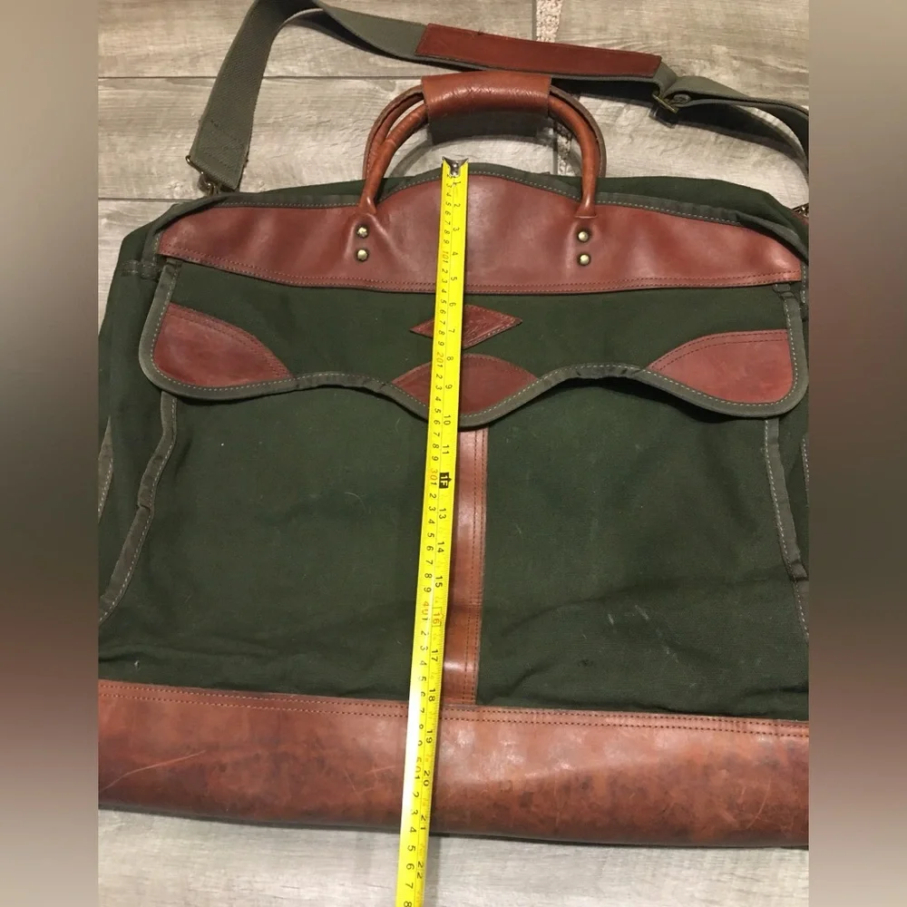Diamond Bluff Battenkill Leather Duffel Travel Garment Clothing Bag Vintage USA